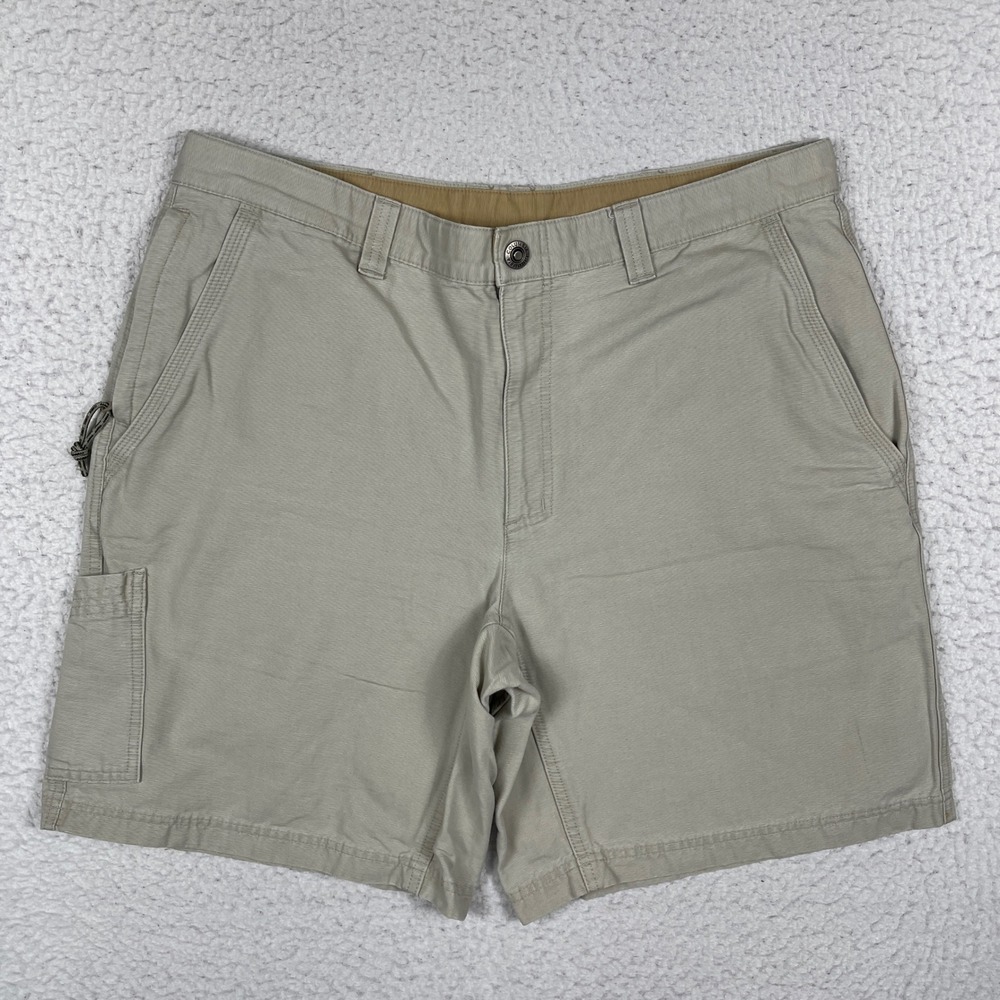Columbia Cargo Shorts Mens 36 Beige Cotton Ridge Cloth Utility Outdoor Hiking